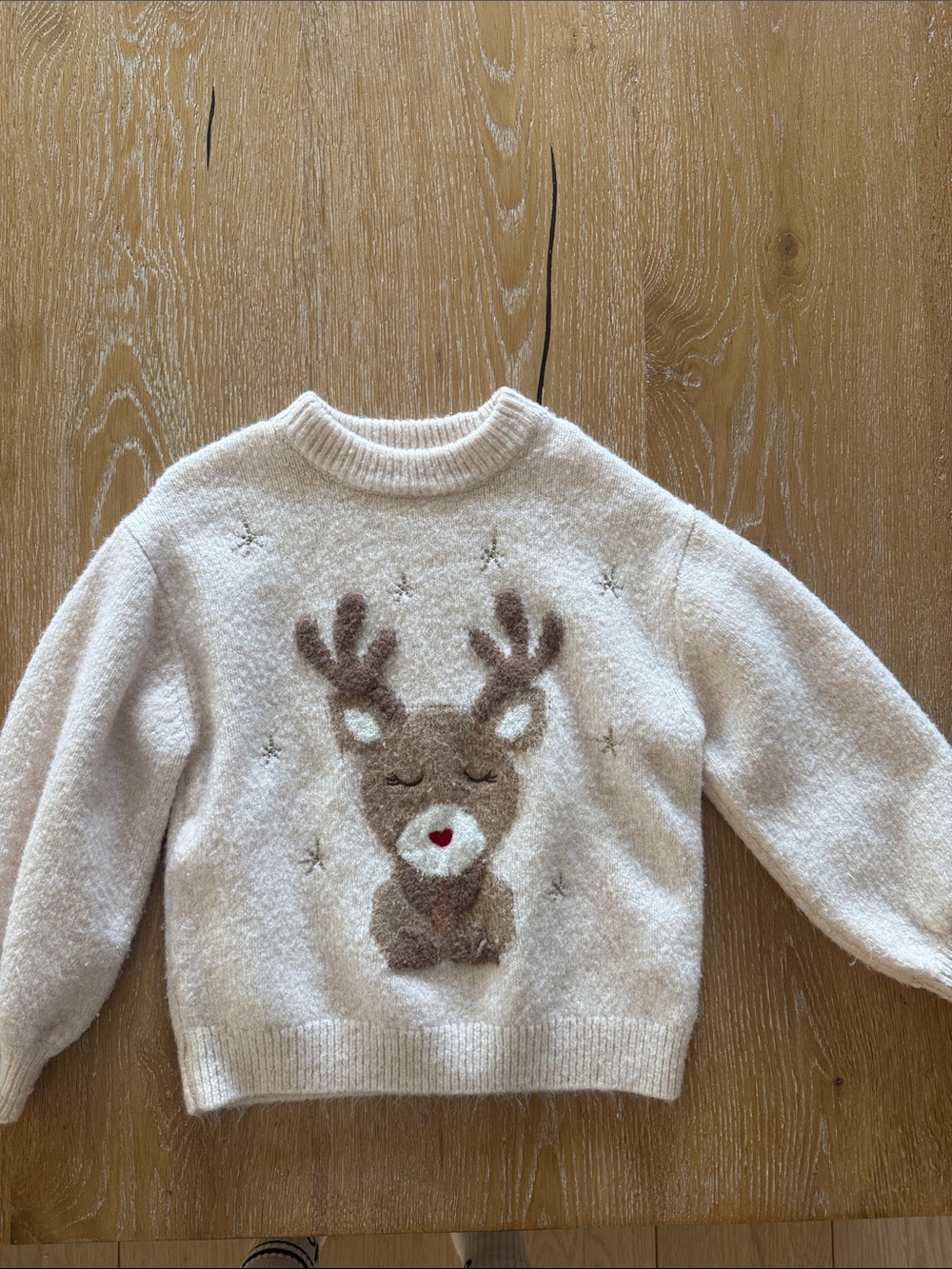 Zara Cream Kids Reindeer Knit Sweater